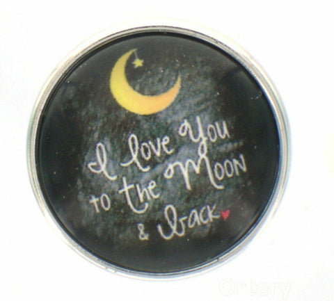 Body Accentz Snap Glass Button Charms Jewelry I Love You to The Moon and Back