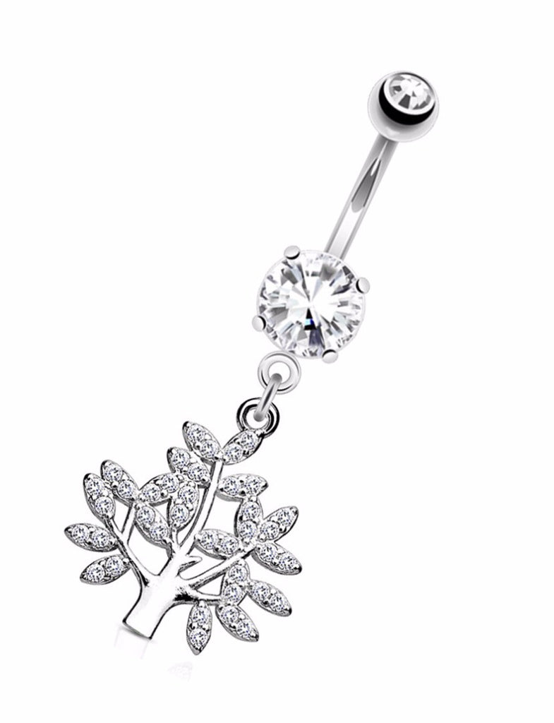 Belly Button Ring Navel Life Tree  316L Surgical Steel  14g