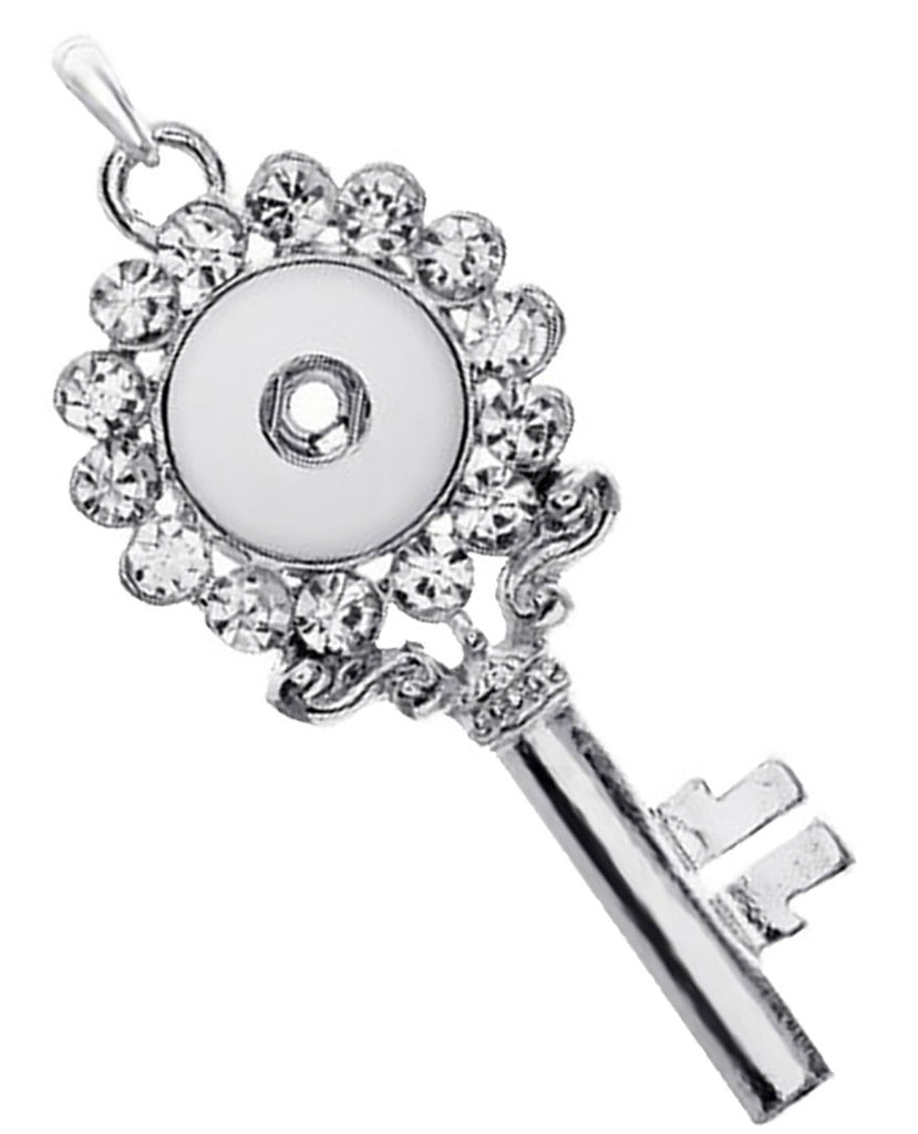 Snap Button Charm Holder silver plated fit 18mm necklace pendants Rhinestone Key