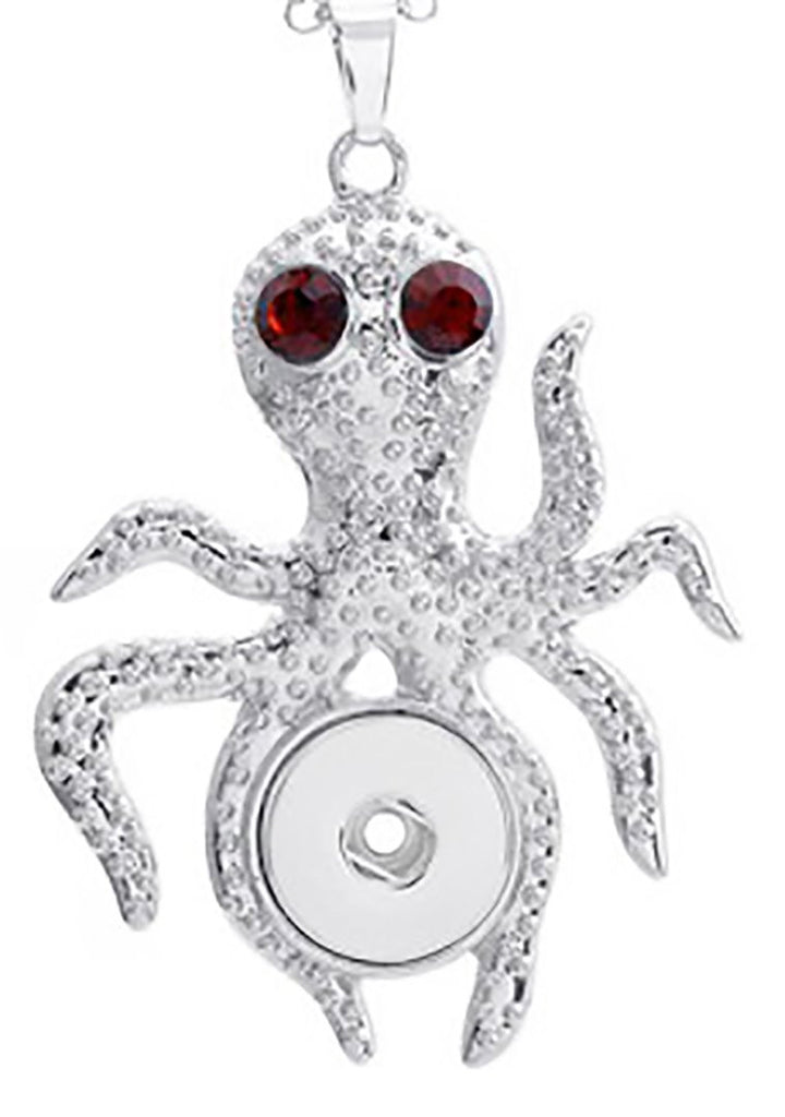 Snap Button Charm Holder silver plated fit 18mm necklace pendants Octopus Rhinestone