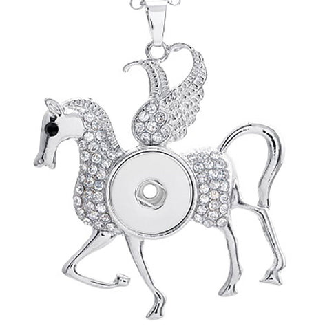 Snap Button Charm Holder unicorn fit 18mm necklace pendants Horse Rhinestone