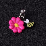 1PC Steel Pink Dangle Bumble Bee Flower Navel Bar Belly Button Rings Body Pierci