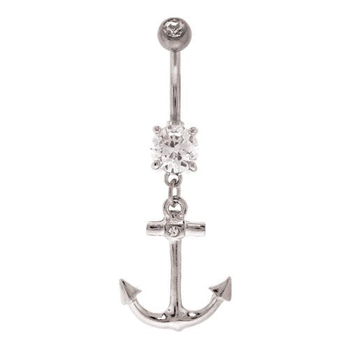 Body Accentz&reg; Belly Button Ring Navel Anchor Body Jewelry Dangle 14 Gauge