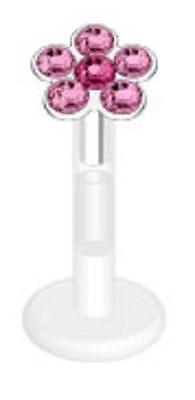 Flower Multi Press-Fit CZ Gems Bio-Flex Shaft Labret Monroe 16g [Jewelry]