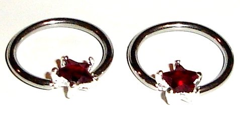 Body Accentz&reg; Nipple Ring Star Captive Bead Body Jewelry Pair 14 gauge HOC07 - Sold as a pair