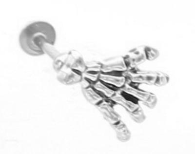 Labret Monroe Anchor 316L Surgical Steel Zombie Skeleton Claw Hand 16g 5/16