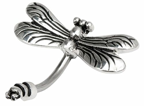 Belly Button Ring Navel Split dragonfly 316L surgical Steel Body Jewelry Dangle 14 Gauge
