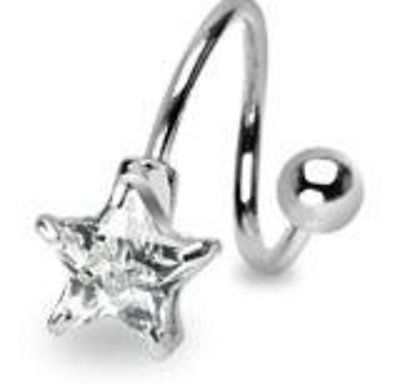 Belly Button Ring Navel Spiral Star Body Jewelry Twist 14 Gauge Ho67