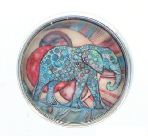 Body Accentz 18mm Snap Charm Button Interchangeable Jewelry Colorful Elephant