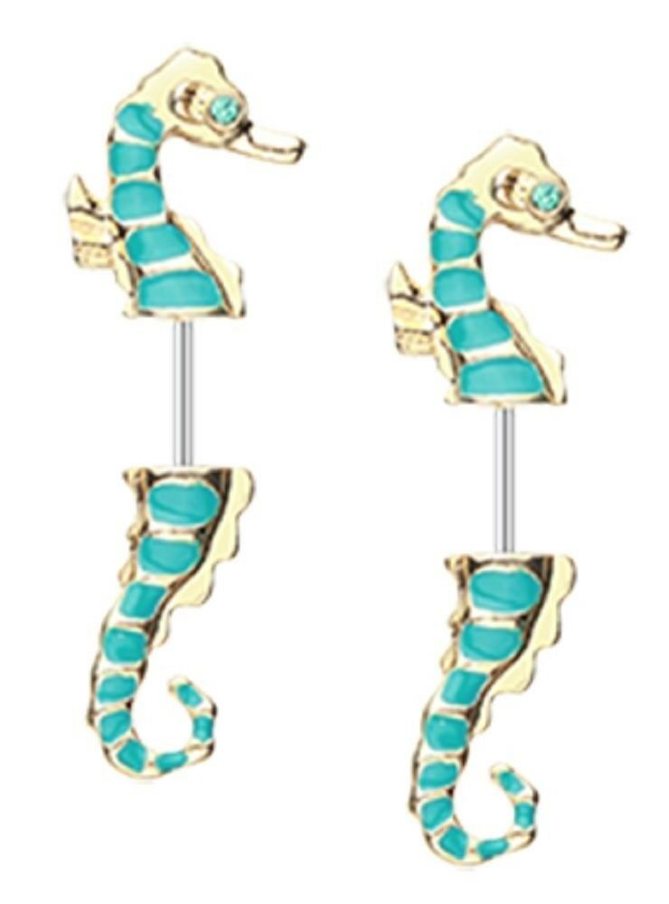 Golden Seahorse Fake Taper Earring Earring 20g pair