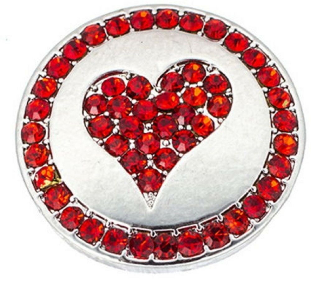 Snap Button CZ Heart 18mm Charm Chunk