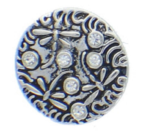 Snap button Metal CZ Dragonfly 18mm ginger chunk charm