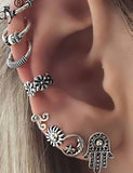 8 Pcs/Set Moon Star Sun Hamsa Earrings Stud  For Women Flower Ear Cuff lot