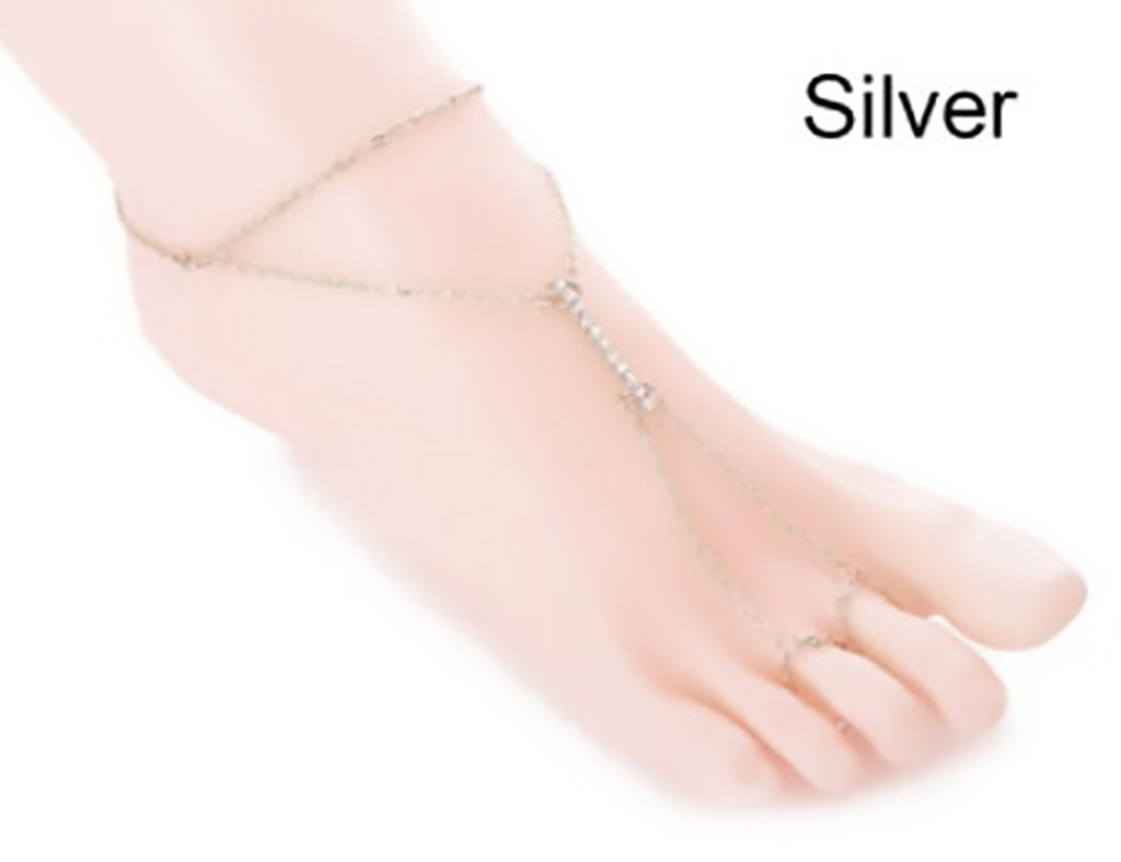 Anklet Crystal Barefoot Sandals Toe Ring Ankle Bracelet Ankle Jewelry Accessory