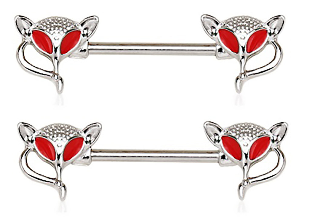 Nipple Ring Bars 316L Stainless Steel Red Eye Fox Nipple Bar