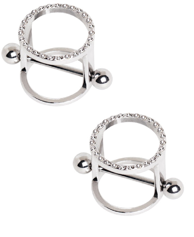 Nipple Rings 316L Stainless Steel Jeweled Cylinder Nipple Jewelry Pair