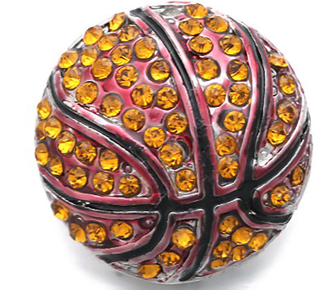 Snap button CZ basketball Sparkle 18mm charm chunk interchangeable