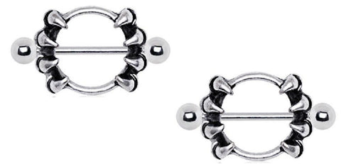 Body Accentz Nipple Ring Bar Shield Gothic Claw Nipple Jewelry Pair