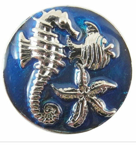 Snap Button Starfish Seahorse Fish 18mm Charm Chunk Interchangeable