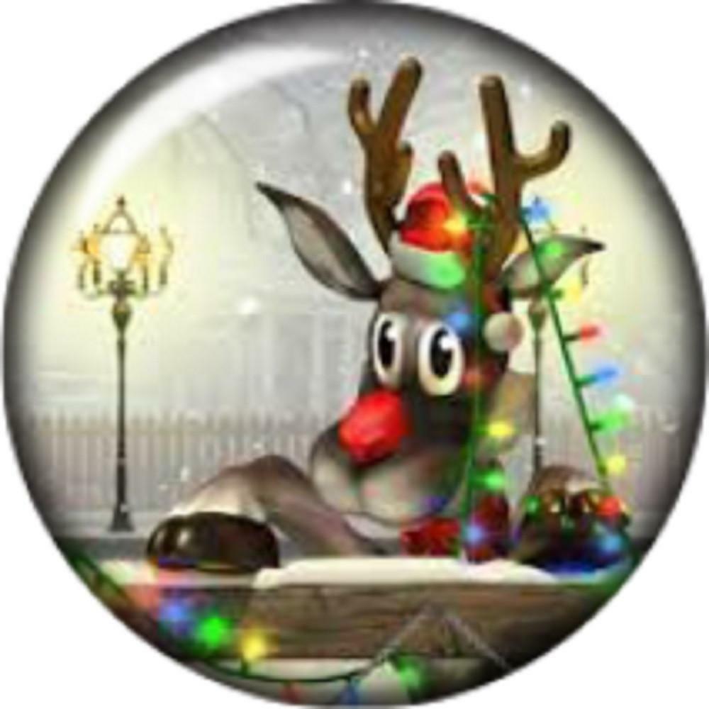 Snap Button Reindeer Holiday Lights 18mm Charm Chunk Interchangeabl