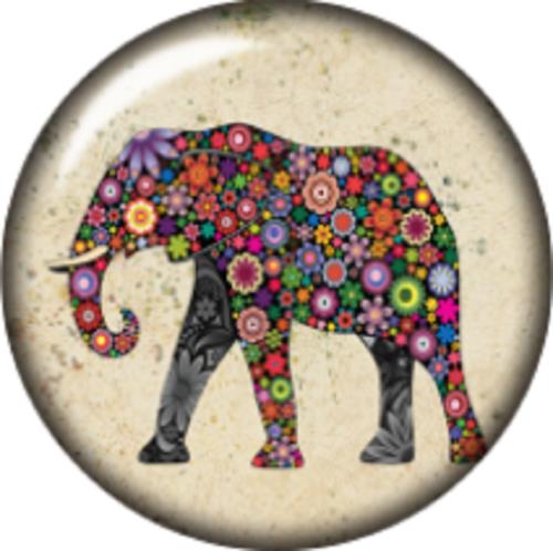 Snap Button Patchwork Elephant 18mm Charm Chunk Interchangeable