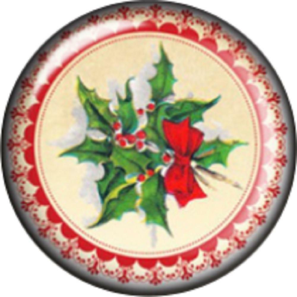 Snap Button Christmas Holly 18mm Charm Chunk Interchangeable