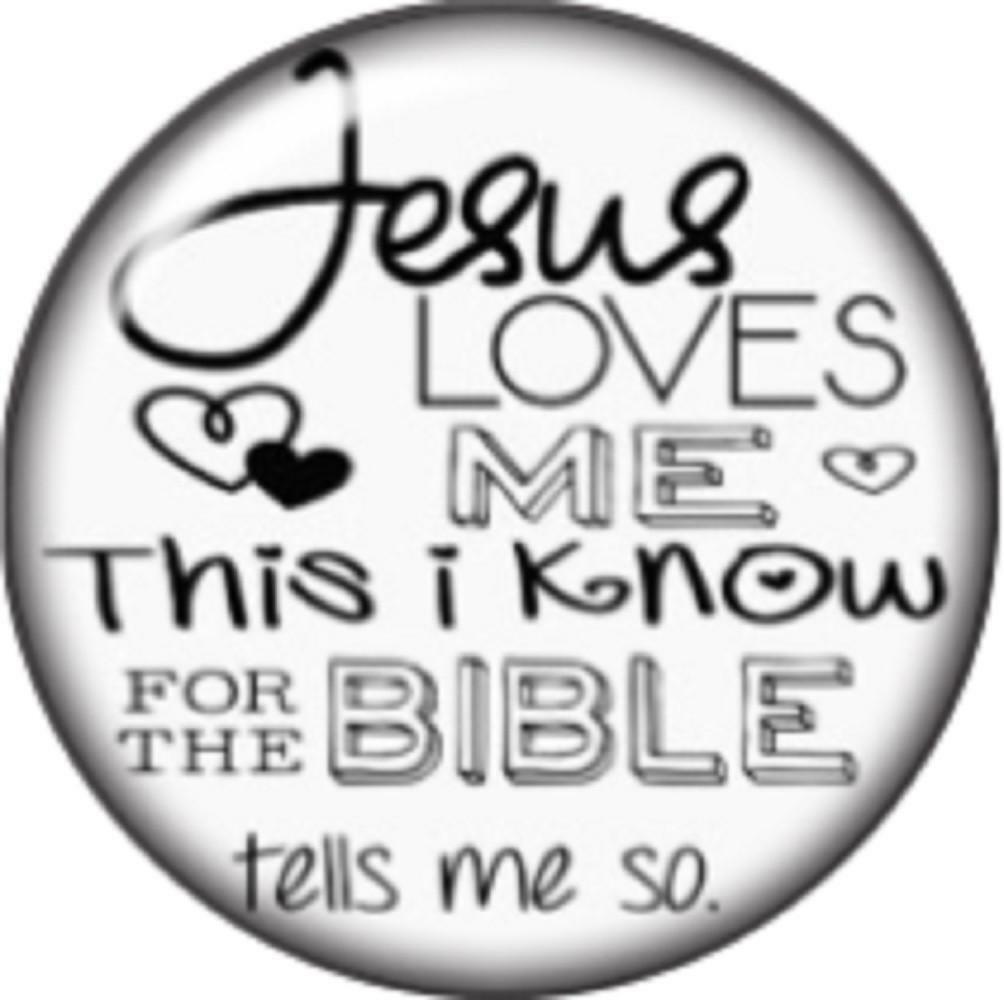 Snap Button Jesus Loves Me 18mm Charm Chunk Interchangeable