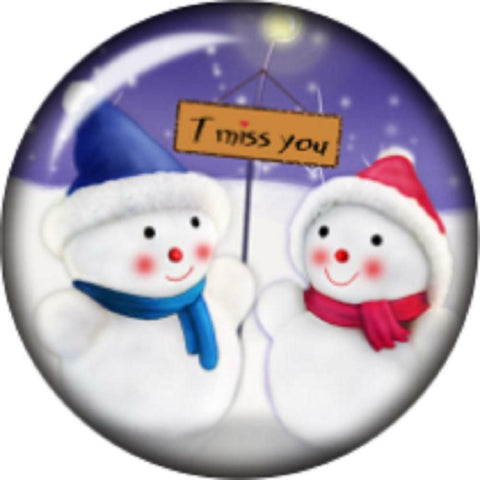 Snap Button Snowman Couple I Miss You 18mm Charm Chunk Interchangea