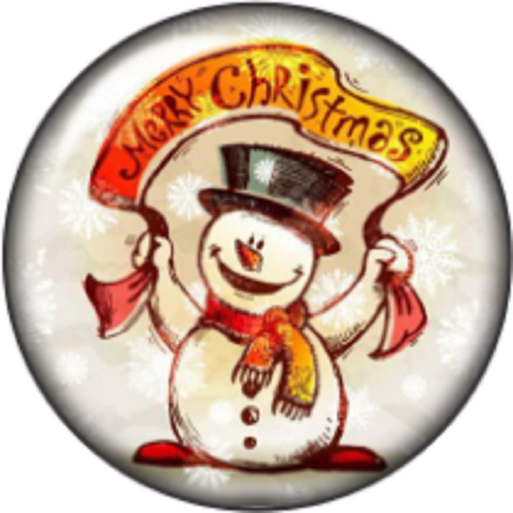 Snap Button Snowman Merry Christmas 18mm Charm Chunk Interchangeabl