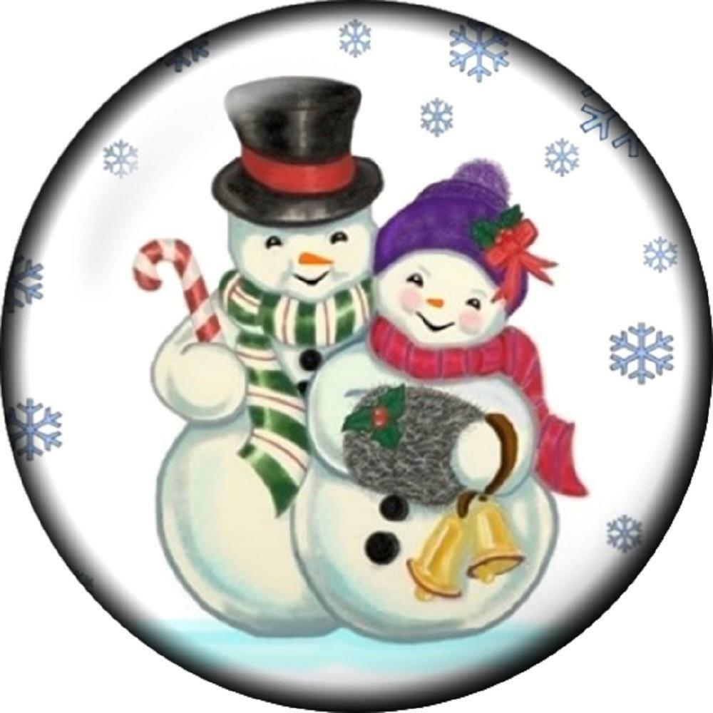 Snap Button Snowman Snow Couple 18mm Charm Chunk Interchangeable