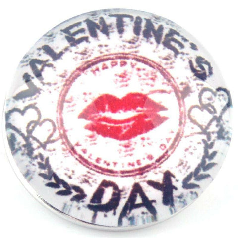 Snap Button Happy Valentines Day Heart Lips Kiss 18mm Charm Chunk