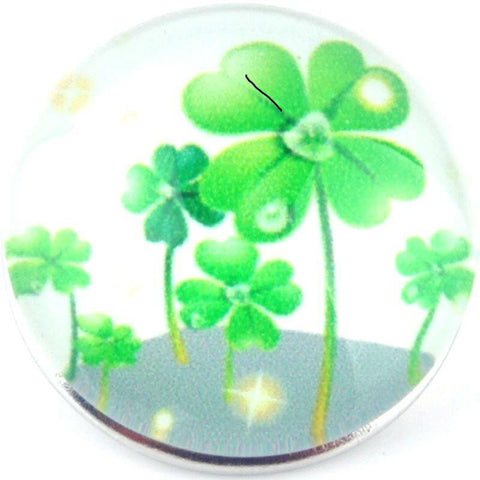 Snap Button 4 Leaf Clover Shamrock Irish 18mm Charm Chunk