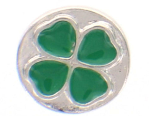 Snap Button Holiday 4 Leaf Clover 18mm Cabochon Chunk Charm