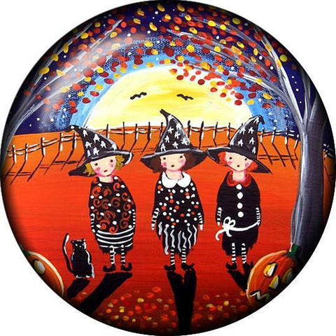 Snap Button Holiday Halloween Witches Black cat 18mm Cabochon Chunk