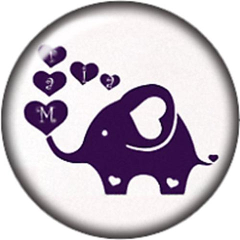 Snap Button Elephant Heart Bubbles 18mm Cabochon Chunk Charm