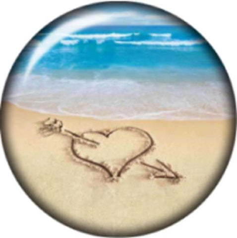 Snap Button Love Beach Heart Arrow Sand Art 18mm Cabochon Chunk Charm