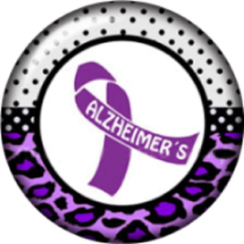 Snap Button Alzheimer's Ribbon Awareness 18mm Cabochon Chunk Charm