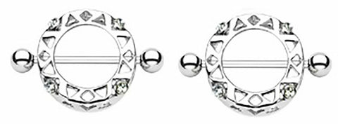 Body Accentz Nipple Ring Aztec bar body Jewelry Pair Sold as pair(white )