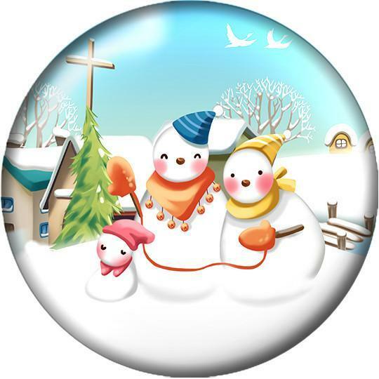 Snap Button Snowman Snow Christmas Family 18mm Charm Chunk Intercha