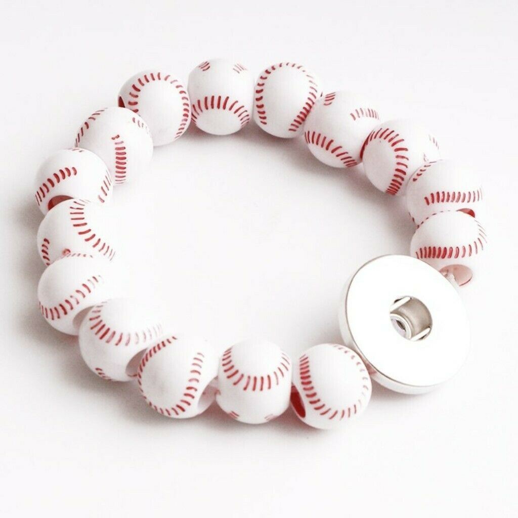 Basketball baseball football Stretch Handmade 18mm snap button charm bracelet