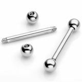 14G Stainless Steel 5mm Ball Nipple Tongue Ring 14mm Bar Body Piercing