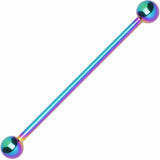 1 pc Industrial straight barbell RAINBOW Anodized (316L) Surgical Steel 14g