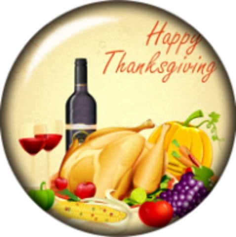 Snap Button Wine Happy Thanksgiving Turkey Wine Corn 18mm Cabochon