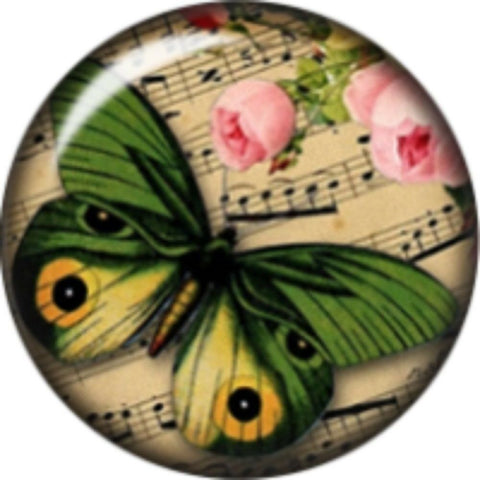 Snap Button Music Roses Butterfly 18mm Cabochon Chunk Charm