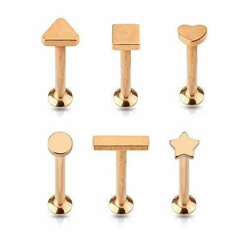 Labret Stud Cartilage Tragus Earrings Barbell star heart geometric 16G square