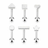 Labret Stud Cartilage Tragus Earrings Barbell star heart geometric 16G square