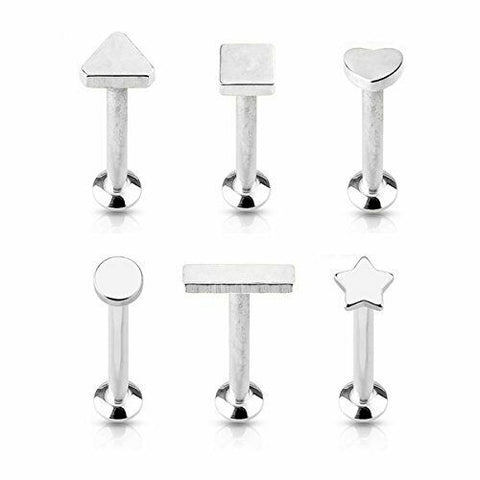 Labret Stud Cartilage Tragus Earrings Barbell star heart geometric 16G square