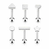 Labret Stud Cartilage Tragus Earrings Barbell star heart geometric 16G square