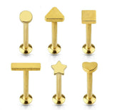 Labret Stud Cartilage Tragus Earrings Barbell star heart geometric 16G square