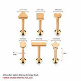 Labret Stud Cartilage Tragus Earrings Barbell star heart geometric 16G square